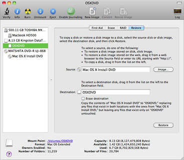 mac os disk utility restore
