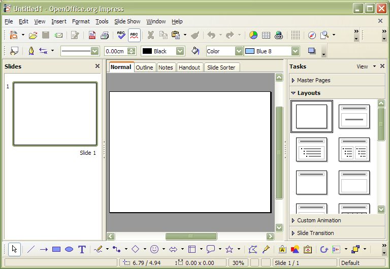 how to make openoffice impress open as slideshow