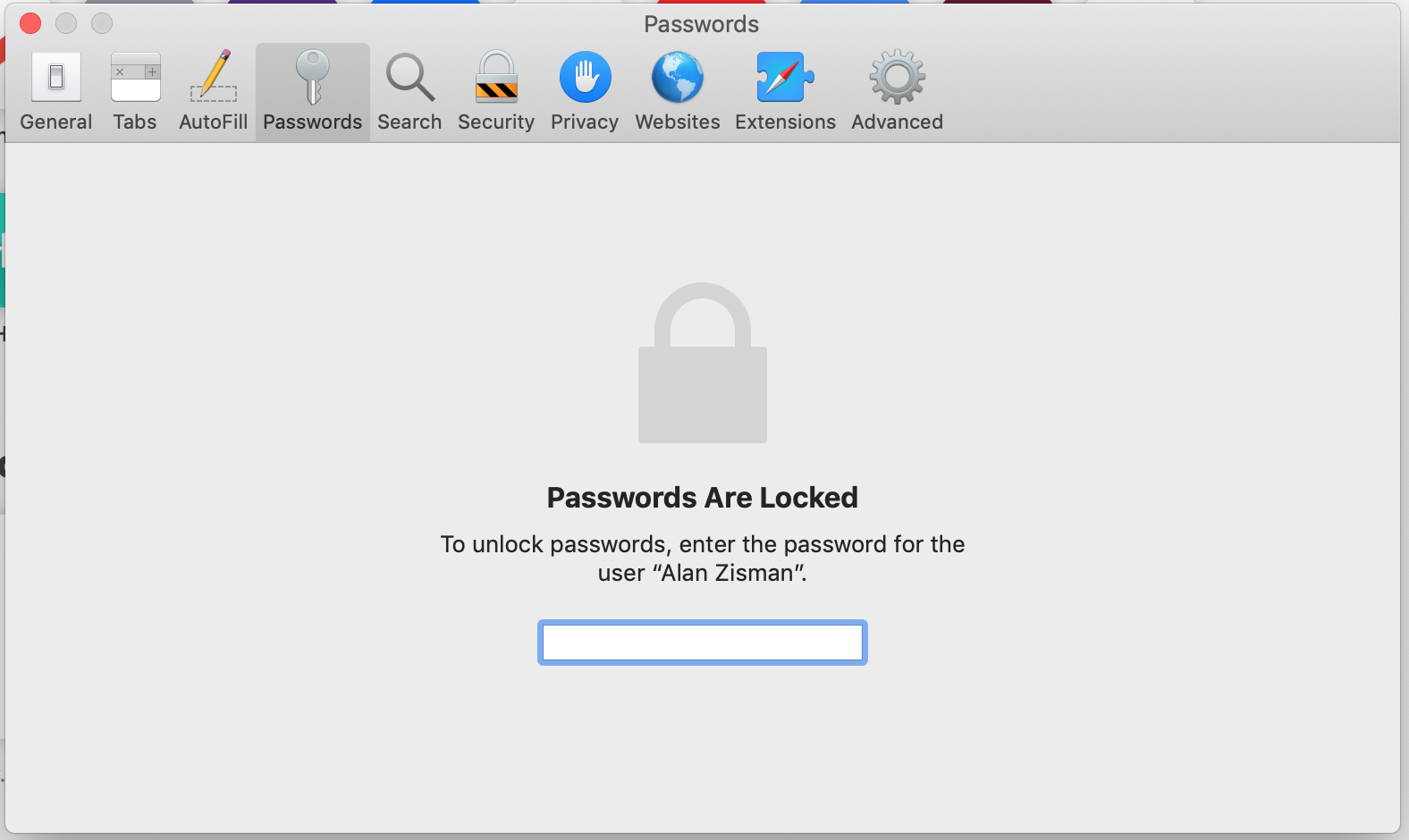 Old Safari Passwords preference
