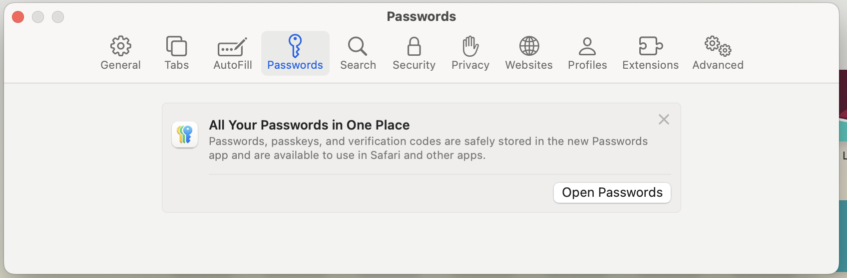 Safari - Passwords